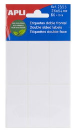 APLI Etiquetas Adhesivas Manuales Doble Frontal Blancas 26x54 mm (Set de 10)