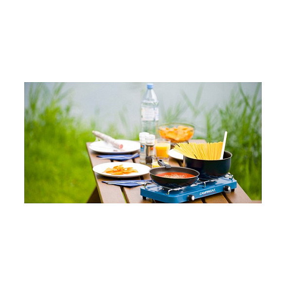 CAMPINGAZ Base Camp - Cocina de Camping de Gas con 2 Zonas, 1.4 kg, Color Azul