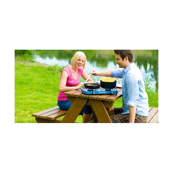 CAMPINGAZ Base Camp - Cocina de Camping de Gas con 2 Zonas, 1.4 kg, Color Azul