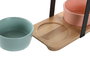 DKD Home Decor Set de 3 Bandejas para Aperitivos de Bambú y Porcelana 20x10,5x14 cm