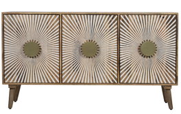 DKD Home Decor Sunny 23 Aparador Blanco Natural Mango 3 Puertas 45 x 80 x 145 cm Hecho a Mano