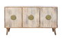 DKD Home Decor Sunny 23 Aparador Blanco Natural Mango 3 Puertas 45 x 80 x 145 cm Hecho a Mano