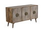DKD Home Decor Sunny 23 Aparador Blanco Natural Mango 3 Puertas 45 x 80 x 145 cm Hecho a Mano