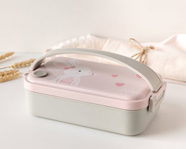 KioKids Dolci Amici Caja Almuerzo Acero Inoxidable Conejo Rosa 550 ml