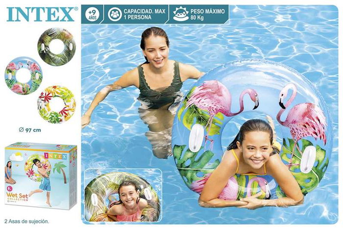 Intex Flotador Rueda Tropical 97 cm con Asas para Niños Mayores de 9 Años - Modelos Surtidos
