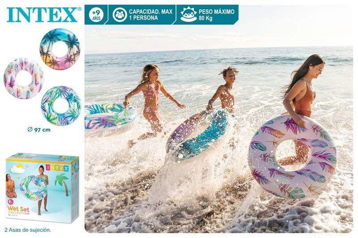 Intex Flotador Rueda Tropical 97 cm con Asas para Niños Mayores de 9 Años - Modelos Surtidos