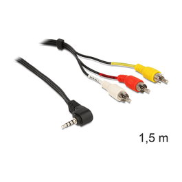 DeLOCK 84504 Adaptador de cable de 3,5 mm en ángulo a 3 RCA, 1,5 m