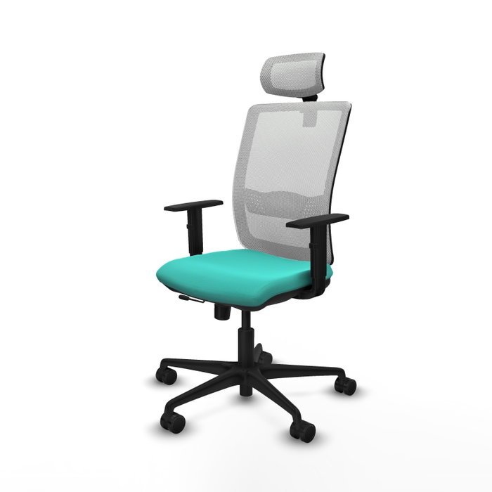 PIQUERAS Y CRESPO Silla de oficina Haches con mecanismo Sincro/Traslack Turquesa y Blanco