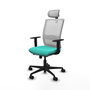 PIQUERAS Y CRESPO Silla de oficina Haches con mecanismo Sincro/Traslack Turquesa y Blanco