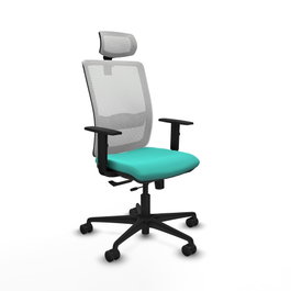 PIQUERAS Y CRESPO Silla de oficina Haches con mecanismo Sincro/Traslack Turquesa y Blanco