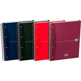 Oxford Cuaderno Europeanbook 4 A4+ Microperforado 120 Hojas Papel 90 gr con 4 Separadores y Bolsa, Rayado 5x5, Color Surtido (Pack de 5) (Set de 5)