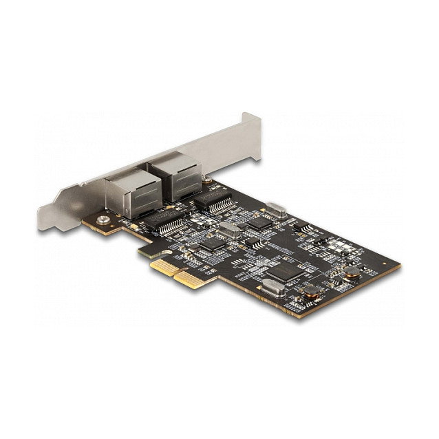 DeLOCK Tarjeta de Red PCI Express Intel I225-V 2,5 Gigabit Ethernet, 2 Puertos RJ45, 2500 Mbit/s, Low-Profile, para Windows 10/11 y Linux