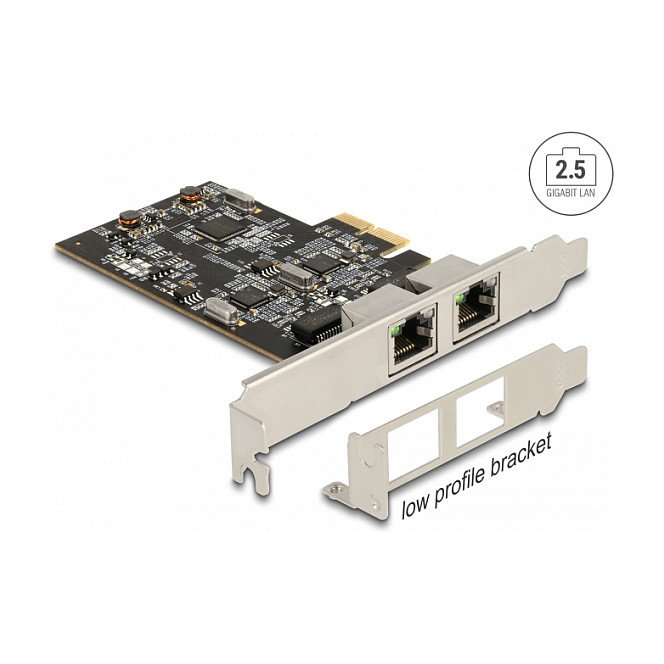 DeLOCK Tarjeta de red PCI Express x2 con 2 x RJ45 2,5 Gigabit LAN Intel I225-V