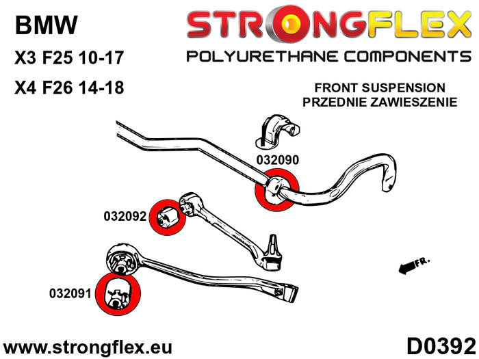 StrongFlex STF032092A Silentblock Suspensión Delantero Trasero Sport para BMW X3 II (10-17) F25 X4 I (14-18) F26