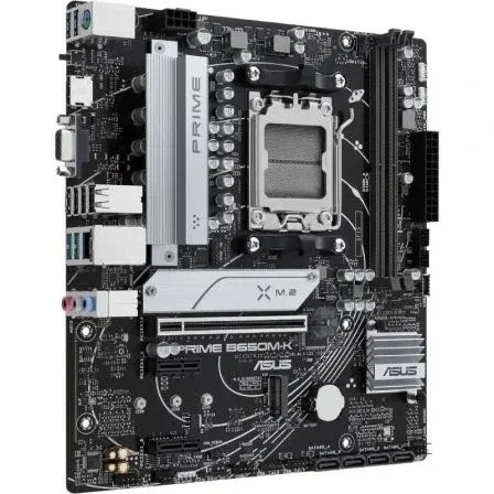 ASUS Prime B650M-K Placa Base AMD B650 Socket AM5 Micro-ATX con DDR5, PCIe 5.0 M.2, Realtek 2.5Gb Ethernet, Aura Sync RGB, 90MB1F60-M0EAY0