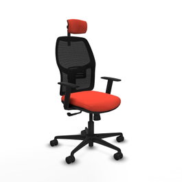PIQUERAS Y CRESPO Silla de oficina Alfera, mecanismo Sincro, Tela Naranja oscuro y Malla Negro