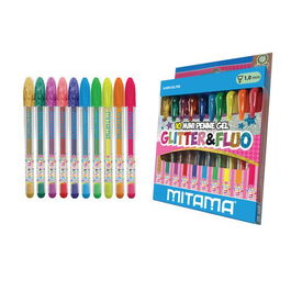 Roller Gel Mitama Mini Glitter Y Neon 1Mm Estuche De 10