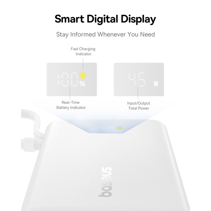 Baseus PicoGo Digital Display Power Bank 10000mAh 45W blanco