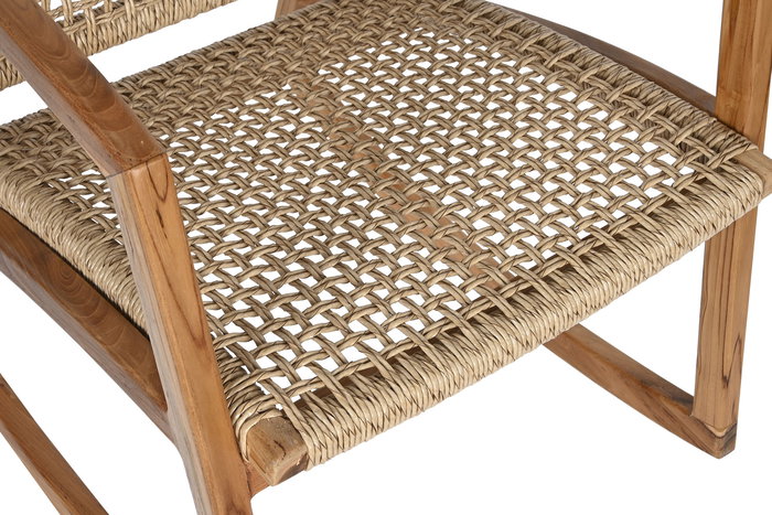 DKD Home Decor Mecedora Ratán Teca Natural Marrón Claro 84 x 85 x 62 cm