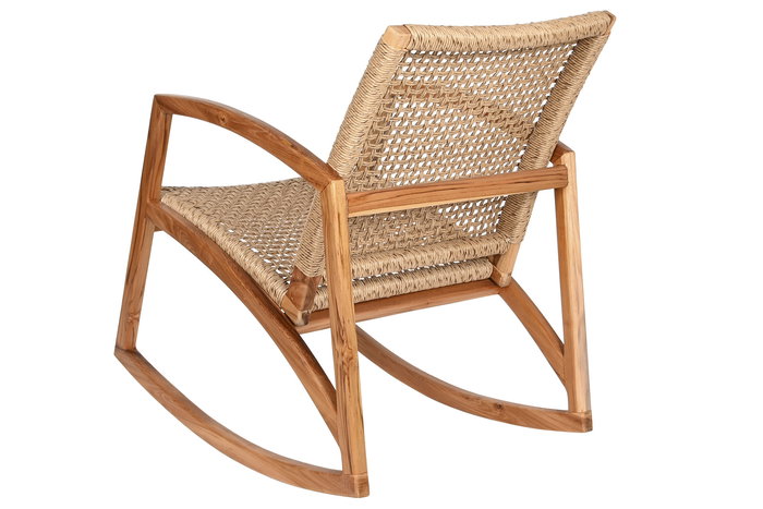 DKD Home Decor Mecedora Ratán Teca Natural Marrón Claro 84 x 85 x 62 cm