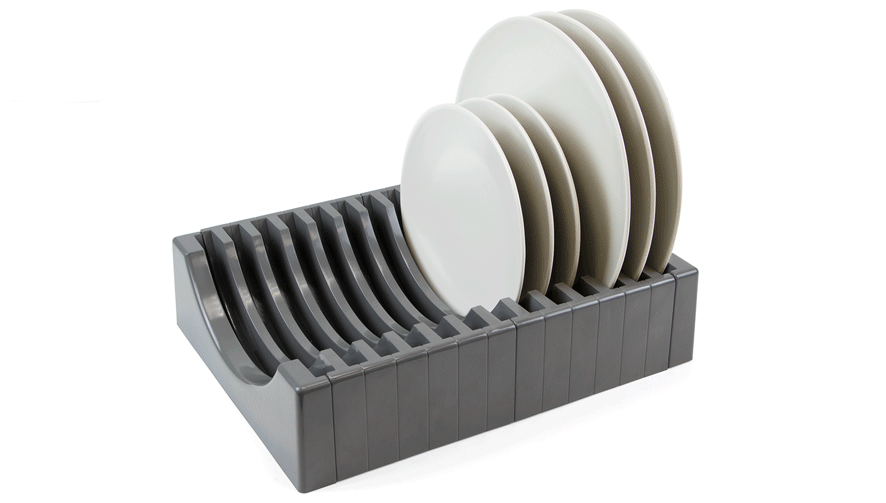 Emuca Kit de organizadores de platos para muebles, con capacidad para 13 platos, Plástico, Gris antracita Emuca Kit de organizadores de platos para muebles, con capacidad para 13 platos, Plástico, Gris antracita