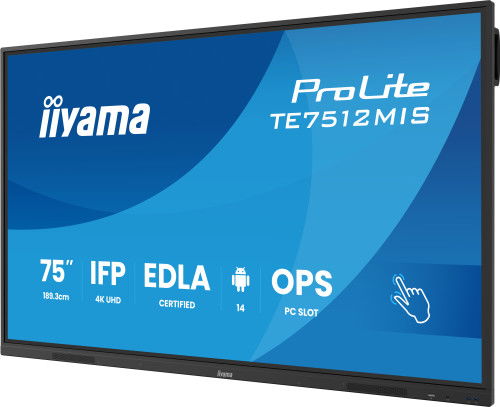 Iiyama TE7512MIS-B4AG Monitor Interactivo Táctil 75" 4K UHD IPS LED 24/7 Android 11
