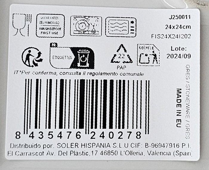 La Mediterranea Plato Llano Rosetta Elite Brillo 24x24 cm (Pack de 6) La Mediterranea Plato Llano Rosetta Elite Brillo 24x24 cm (Pack de 6)