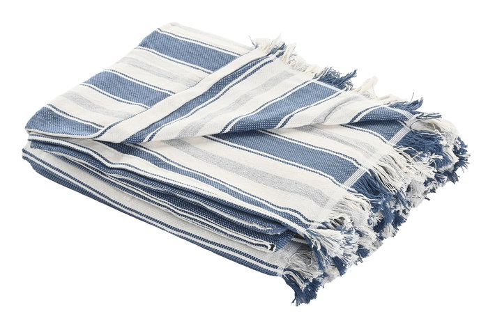 DKD Home Decor Plaid Azul Gris 260 x 230 cm Algodon reciclado DKD Home Decor Plaid Azul Gris 260 x 230 cm Algodon reciclado