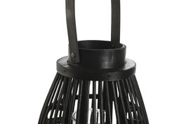DKD Home Decor Portavela Colonial Negro Ratan y Cristal 23 x 36 x 23 cm (4 Unidades)