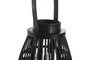 DKD Home Decor Portavelas de Ratán y Cristal Negro, Set de 4