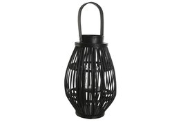 DKD Home Decor Portavelas de Ratán y Cristal Negro, Set de 4
