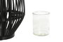 DKD Home Decor Portavelas de Ratán y Cristal Negro, Set de 4
