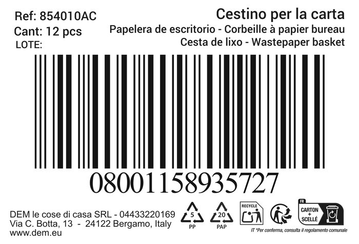 Inde Papelera De Escritorio Fun Colores 27.1 cm Ancho x 25.5 cm Alto x 27.1 cm Largo (12 Unidades)