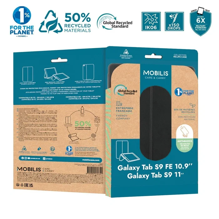 Mobilis Funda Libro Re.Life Negro para Samsung Galaxy Tab S9 FE 10.9'' (SM-X510/SM-X516) y Tab S9 11'' (SM-X710/SM-X716), Protección Contra Caídas y Portaboli Mobilis Funda Libro Re.Life Negro para Samsung Galaxy Tab S9 FE 10.9'' (SM-X510/SM-X516) y Tab S9 11'' (SM-X710/SM-X716), Protección Contra Caídas y Portaboli