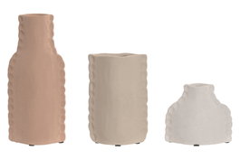 DKD Home Decor Set de 3 Jarrones de Gres Rugoso Multicolor