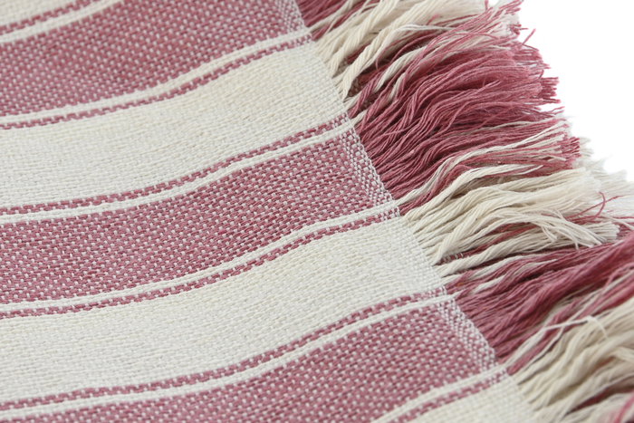 DKD Home Decor Plaid Rosa Crudo 250 x 150 cm Algodon Reciclado Poliester Hecho a Mano