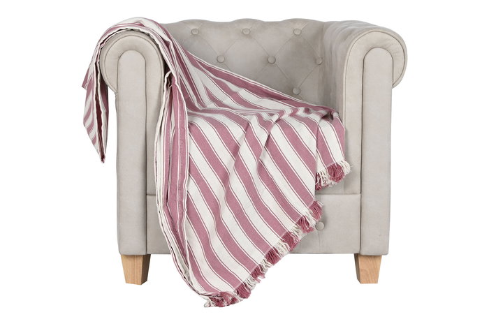 DKD Home Decor Plaid Rosa Crudo 250 x 150 cm Algodon Reciclado Poliester Hecho a Mano