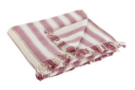 DKD Home Decor Plaid Rosa Crudo 250 x 150 cm Algodon Reciclado Poliester Hecho a Mano