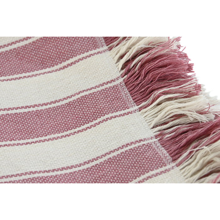 DKD Home Decor Plaid de Rayas Rosa y Crudo 150x250 cm