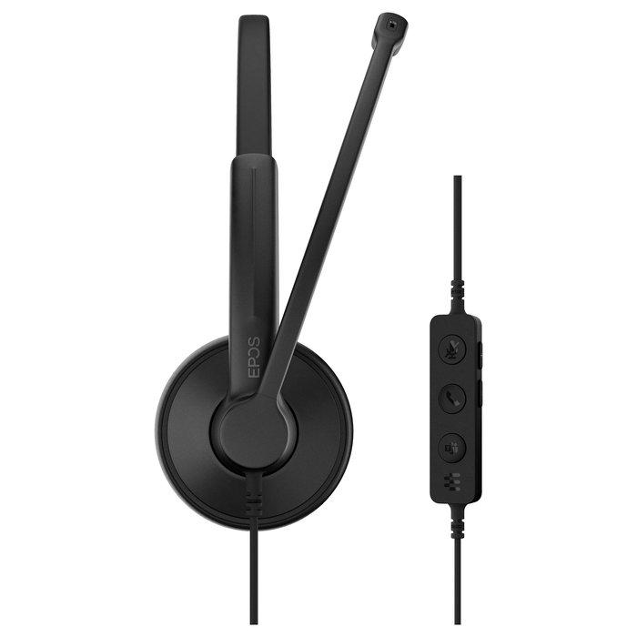 EPOS Impact 100 MS Auriculares Stereo USB-C/USB-A para Oficina y Microsoft Teams, Cancelación de Ruido de Micrófono, Diadema Supraaural Negra, 76 g