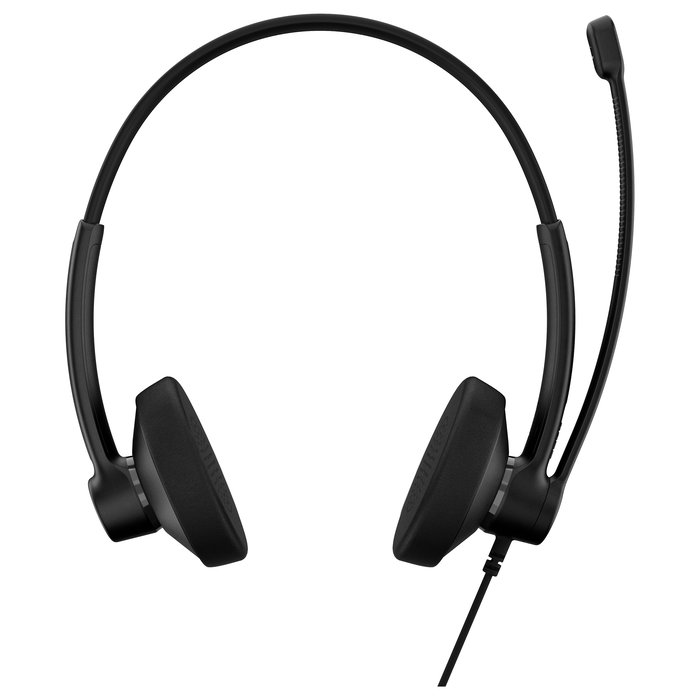 EPOS Impact 100 MS Auriculares Stereo USB-C/USB-A para Oficina y Microsoft Teams, Cancelación de Ruido de Micrófono, Diadema Supraaural Negra, 76 g