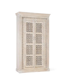 GINER Y COLOMER Mueble de Madera de Mango Blanco Decapado 190x110x40 cm