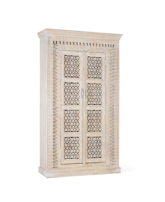 GINER Y COLOMER Mueble de Madera de Mango Blanco Decapado 190x110x40 cm