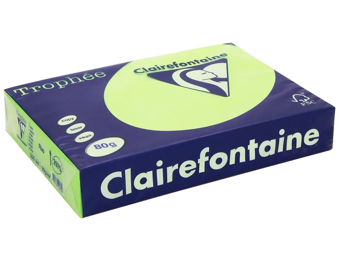 Trophee Papel de color verde flúor A4 80g, 500 hojas