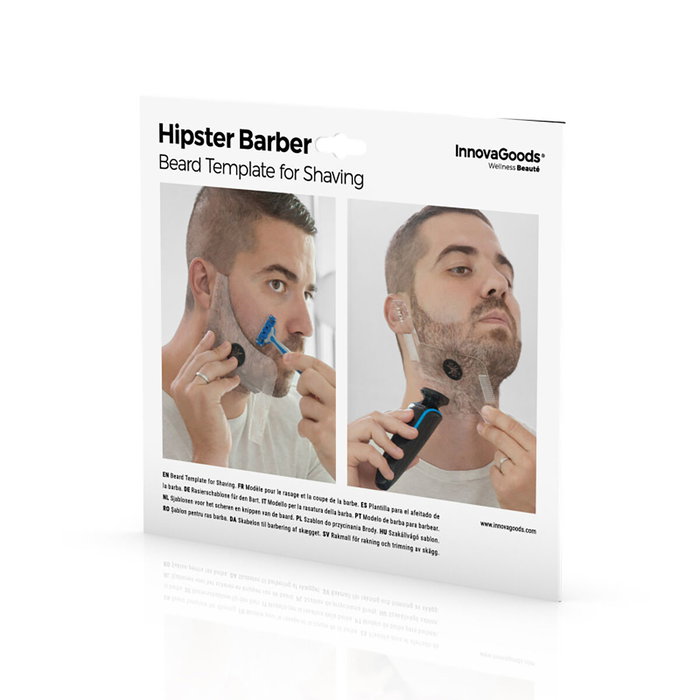 Pack Plantilla para Afeitado de Barba Hipster Barber y Cortapelos Profesional Recargable con Accesorios InnovaGoods