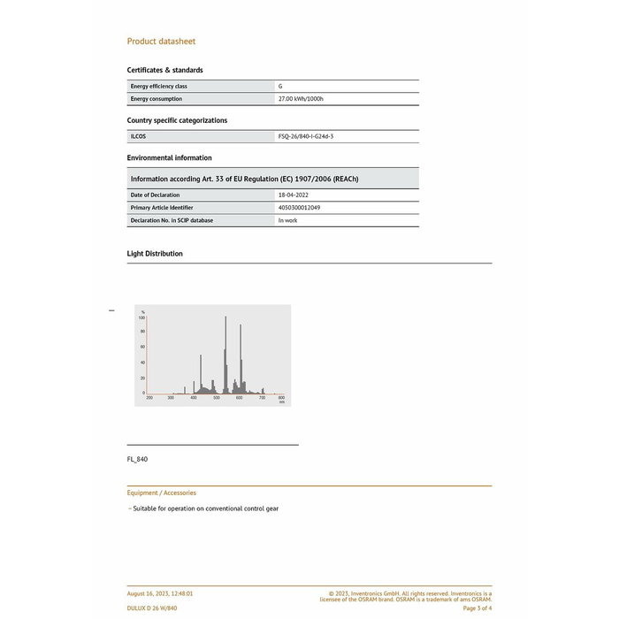 Osram DULUX D 26W/840 G24D-3 FS1 Blanco frío Osram DULUX D 26W/840 G24D-3 FS1 Blanco frío