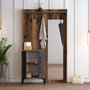 Hanah Home Recibidor Berlin BC Nogal y Antracita con Perchero y Estantes 120x200x35 cm