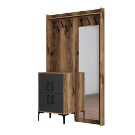 Hanah Home Recibidor Berlin BC Nogal y Antracita con Perchero y Estantes 120x200x35 cm