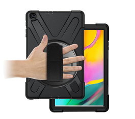 eSTUFF Funda Antichoque Defender para Samsung Galaxy Tab A 10.1 (2019) AUSTIN - Negro, con correa y soporte giratorio 360°, sin protector de pantalla