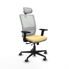 PIQUERAS Y CRESPO Silla de oficina Haches con mecanismo Sincro/Traslack, Crema y Blanco